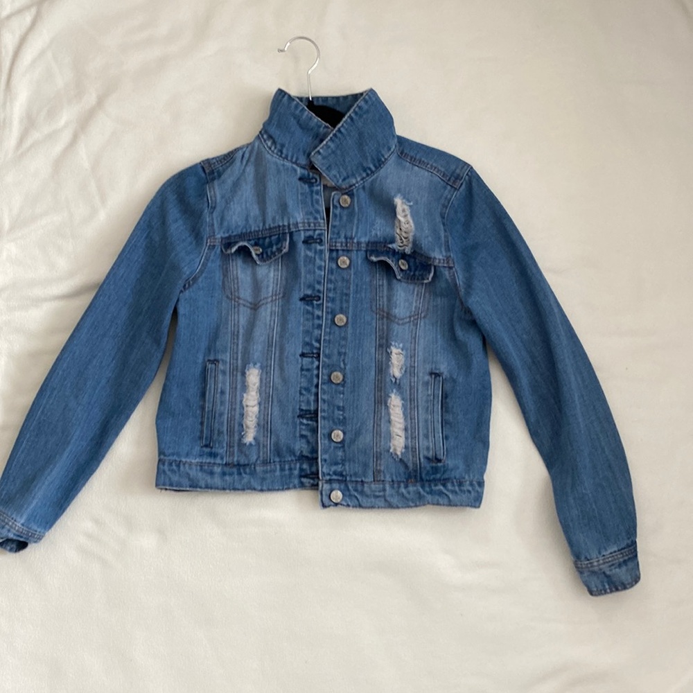 RSQ Cropped Jean Jacket with rips